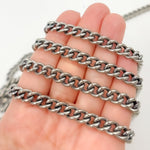 Load image into Gallery viewer, Oxidized Sterling Silver Smooth Curb Chain