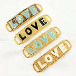 Load image into Gallery viewer, DC149A. Diamond Sterling Silver Rectangle LOVE Enamel Connector