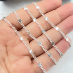 Load image into Gallery viewer, Sterling Silver Curb & Diamond Cut Marina Link Chains