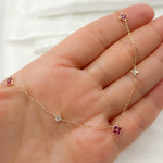 Load image into Gallery viewer, NT403413RU. 14K Solid Gold Diamond and Gemstone Flower Necklace
