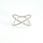 Load image into Gallery viewer, 14k Solid Gold Diamond Criss Cross Ring.