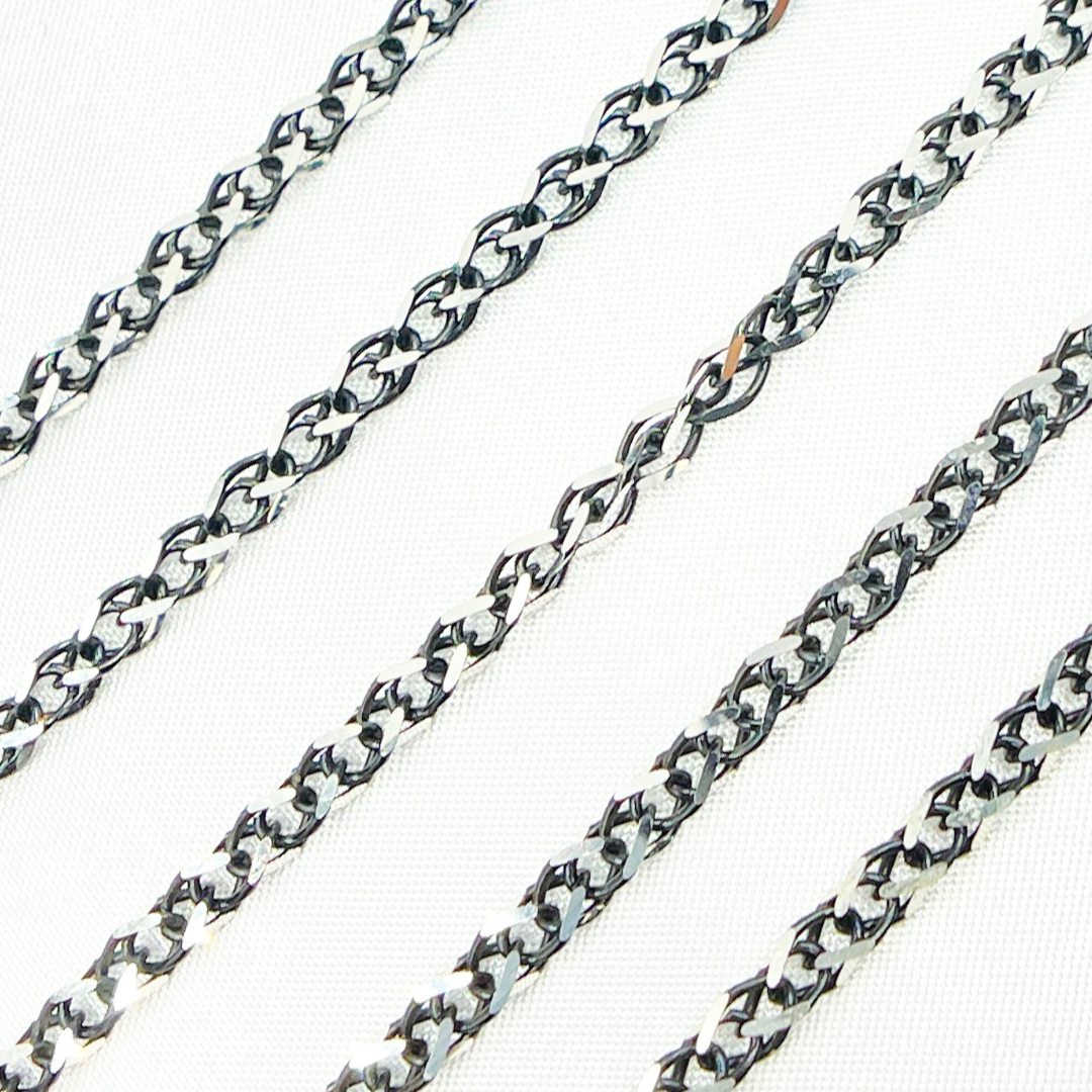 X8SB. Black Rhodium 925 Sterling Silver Wheat Chain