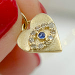 Load image into Gallery viewer, Gold Diamond Heart Eye Charm with Gemstone