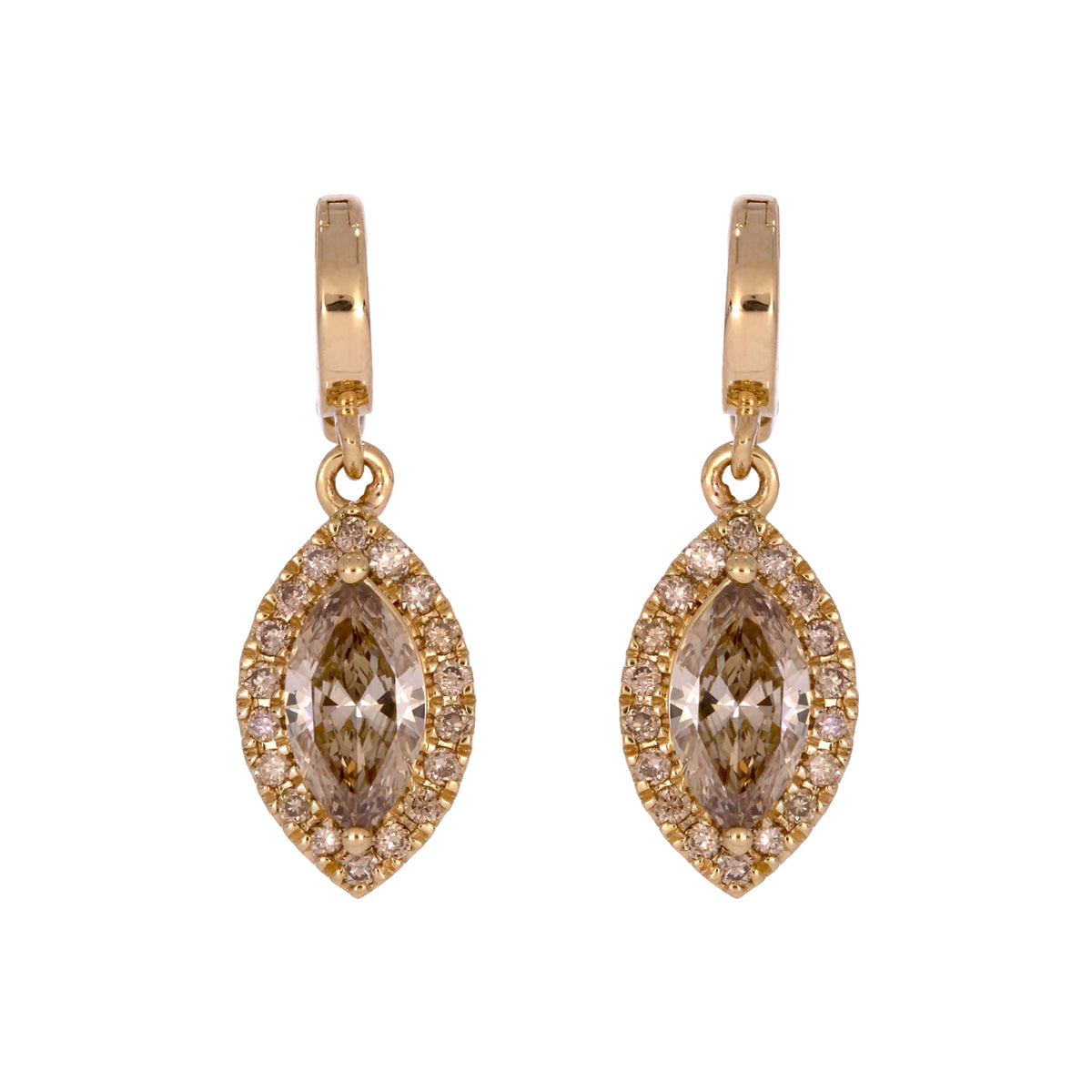 CMG00342C. 14K Solid Gold Champagne Diamond Marquise Charm