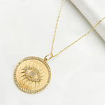 Load image into Gallery viewer, GDP108. 14K Solid Gold with Diamonds Circle Evil Eye Charm