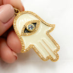 Load image into Gallery viewer, Buy Now Diamond Sterling Silver Hamsa Pendant with Gemstone