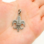 Load image into Gallery viewer, DP256. Diamond Sterling Silver Fleur De Lis Shape Pendant