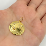 Load image into Gallery viewer, GDP279. 14K Solid Gold with Diamonds Circle Shape Charm with Moon and Star in the Center