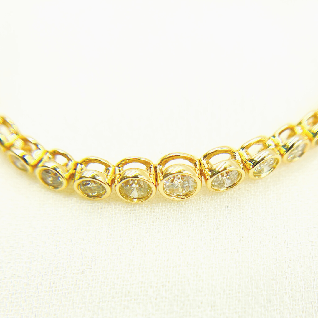 14k Solid Gold Cable Ascending Circular Design Diamond Bracelet. BFI60576