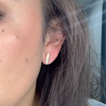 Load image into Gallery viewer, EFE52672. 14k Solid Gold Diamond Baguette Stud Earrings