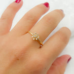 Load image into Gallery viewer, 14K Solid Gold Diamond Flower Ring.