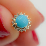 Load image into Gallery viewer, Diamond and Turquoise Round Stud Earring
