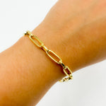 Load image into Gallery viewer, TRE001Bracelet. 4k Solid Yellow Gold Hollow Long and Short Link Bracelet