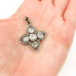 Load image into Gallery viewer, DP369. Diamond Sterling Silver Flower Pendant with Polki Diamonds