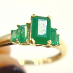 Load image into Gallery viewer, 14K Solid Yellow Gold Emerald Cluster Ring.