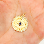 Load image into Gallery viewer, 14K Solid Gold Diamond Evil Eye Circle Charm. GDP436