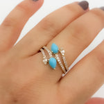 Load image into Gallery viewer, CR97177TQ6X4. 14K Solid Gold Diamond and Turquoise Ring