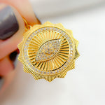 Load image into Gallery viewer, 14K Solid Gold Diamond & Ruby Evil Eye Charm. GDP330