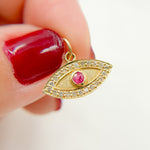 Load image into Gallery viewer, 14k Solid Gold Diamond and Gemstone Eye Charm. GDP34EYE