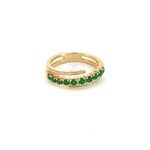 Load image into Gallery viewer, 14k Solid Gold Spiral Emerald and Diamond Ring.