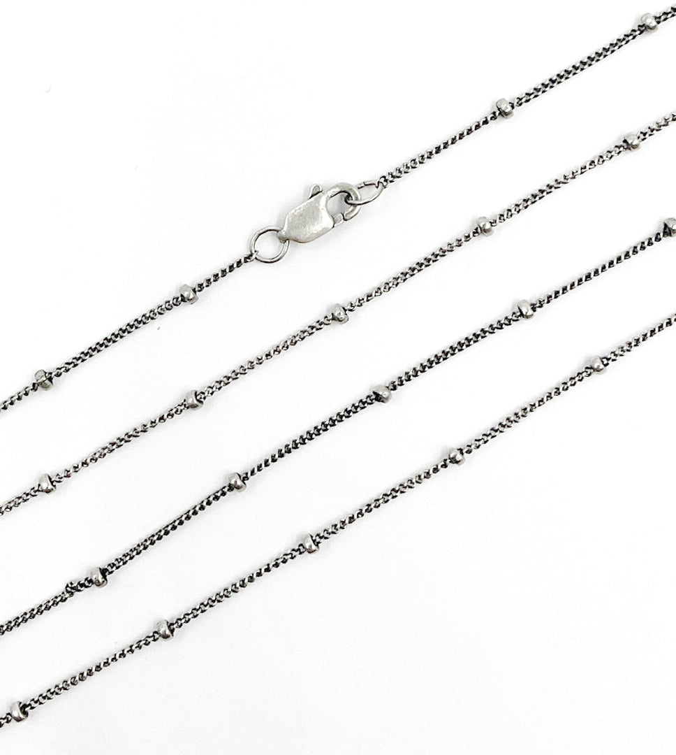 Oxidized 925 Sterling Silver Satellite Finished Necklace. 444OXNecklace