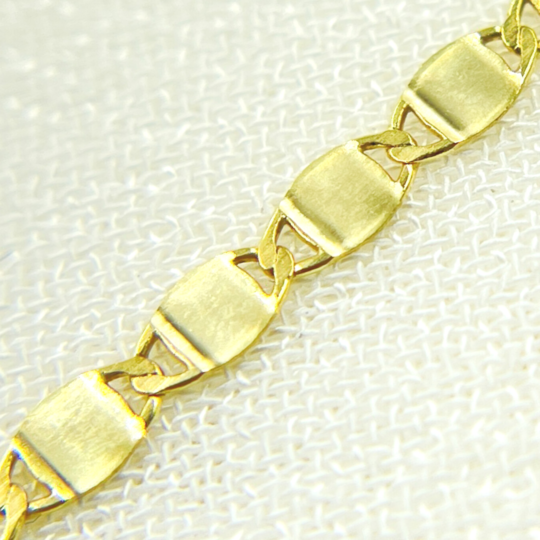 14K Solid Yellow Gold Mirror Marina Link Chain
