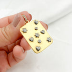 Load image into Gallery viewer, DP402. Diamond & Sterling Silver Rectangle Pendant with Hearts and Stars
