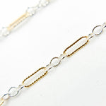 Load image into Gallery viewer, XM/1003K/SP. 14K Gold Filled and Sterling Silver Knurled Link Chain – Long & Short Pattern