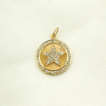 Load image into Gallery viewer, 14K Solid Gold Diamonds & Gemstone Star Round Charm. GDP361