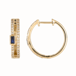Load image into Gallery viewer, CE96477. 14k Solid Yellow Gold Diamond Baguette Hoops with Stones