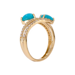 Load image into Gallery viewer, CR97177TQ6X4. 14K Solid Gold Diamond and Turquoise Ring