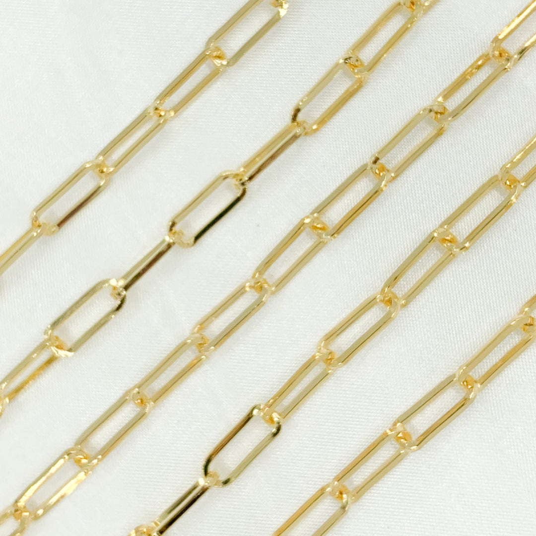 Gold Plated 925 Sterling Flat Paperclip Link Chain. V11GP
