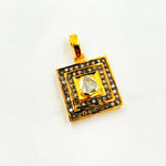 Load image into Gallery viewer, DC540. Diamond Sterling Silver Square Pendant with Polki Diamond