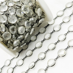 Load image into Gallery viewer, Crystal Round Shape Bezel Oxidized Wire Chain. CR39
