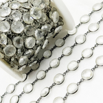 Load image into Gallery viewer, Crystal Round Shape Bezel Oxidized Wire Chain. CR39
