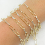Load image into Gallery viewer, Silver Paperclip Diamond Cut Long Gold Plated Link & Short Silver Link Chain
