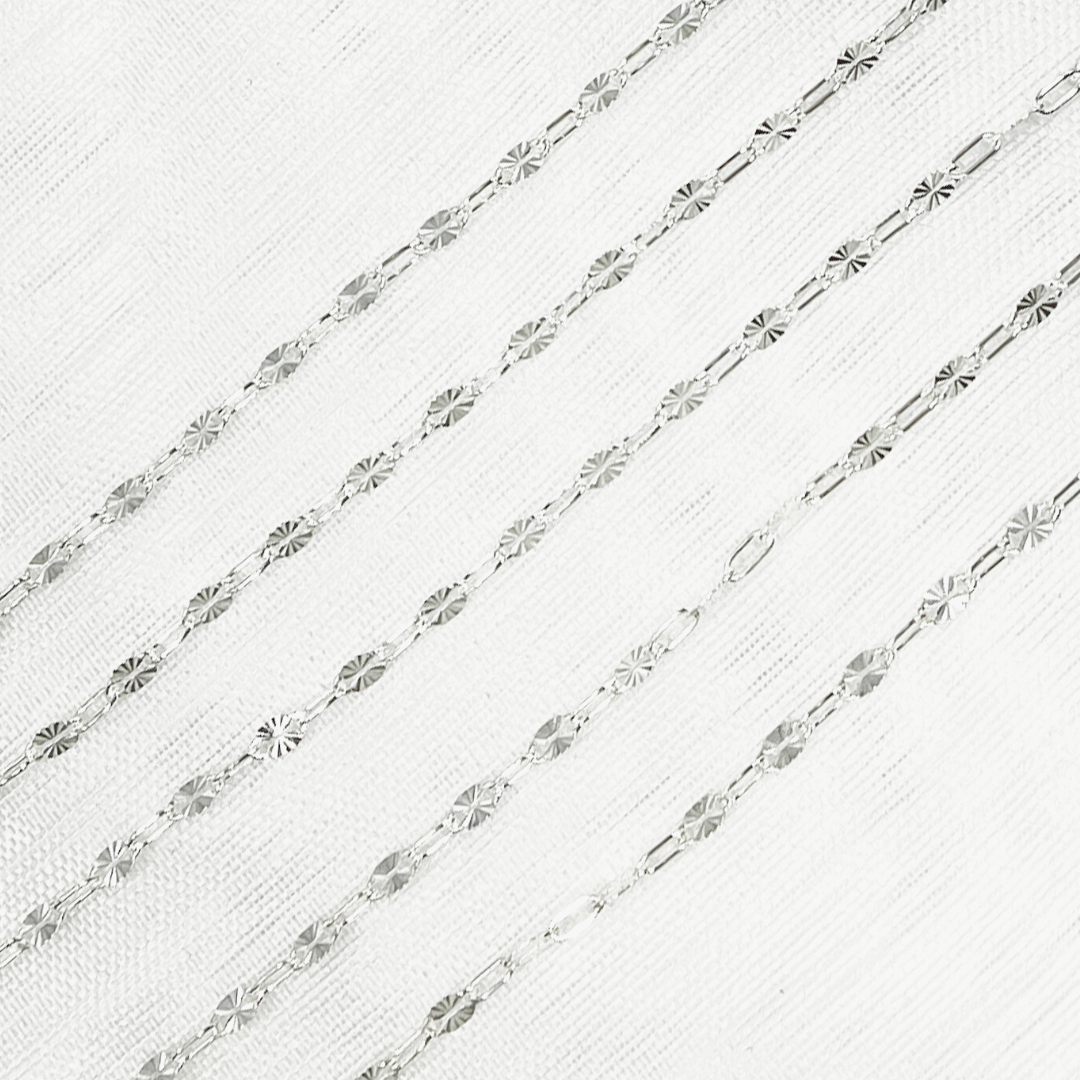 Sterling Silver Diamond Cut Marina & Round Cable Link Chain