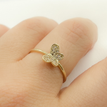 Load image into Gallery viewer, 14K Solid Gold Butterfly Diamond Ring.