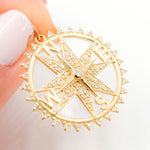 Load image into Gallery viewer, 14K Gold Crystal Diamond Compass Pendant