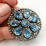 Load image into Gallery viewer, DSP016. Diamond Sterling Silver Round Flower Pendant with Gemstone