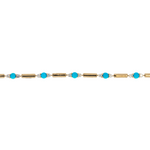 Load image into Gallery viewer, BFG61255TQ. 14K Solid Gold Diamond and Turquoise Fancy Bracelet