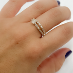Load image into Gallery viewer, 14k Solid Gold Diamond Double Line Ring.