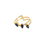 Load image into Gallery viewer, 14k Solid Gold Blue Sapphire and Diamond 3 Drops Ring.
