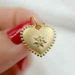 Load image into Gallery viewer, 14k Solid Gold Diamond Heart Charm. GDP486
