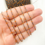 Load image into Gallery viewer, Oxidized Sterling Silver Enamel Orange Color Cable Chains