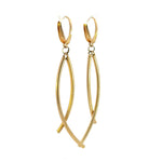 Load image into Gallery viewer, Gold Smooth and Textured Tube Hollow Dangle Leverback Earrings