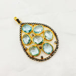 Load image into Gallery viewer, DSP019. Diamond Sterling Silver Drop Pendant With Gemstone