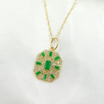 Load image into Gallery viewer, GDP652. 14k Solid Gold Diamond and Emerald Octagon Charm