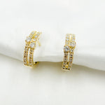 Load image into Gallery viewer, HP400804. 14K Solid Yellow Gold Diamond Hoop Earring