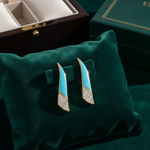 Load image into Gallery viewer, DER03375TQ. 14K Solid Gold Diamond and Turquoise Fancy Stud Earrings